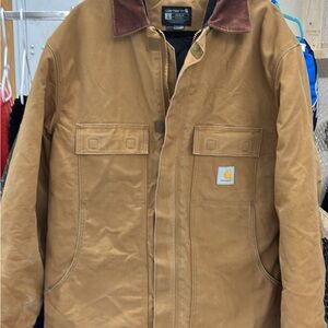 Carhartt Men's Tan Field Jacket with Brown Collar